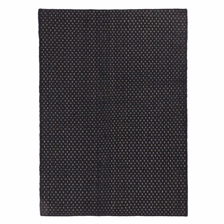 Teppich Kalanka, Dunkles Graublau & Schwarz & Naturweiß, 90% Schurwolle & 10% Baumwolle | URBANARA Wollteppiche