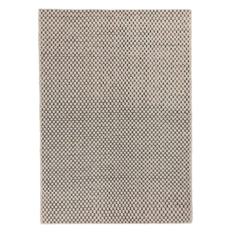 Teppich Kalanka, Naturweiß & Schwarz, 90% Schurwolle & 10% Baumwolle | Hochwertige Wohnaccessoires