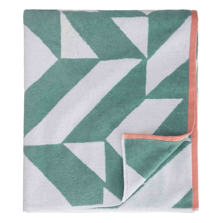 Arua beach towel, aqua & white & papaya, 100% cotton | URBANARA beach towels