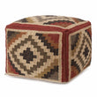 Pouf Gandaki, Rostorange & Sand & Olivgrün, 90% Jute & 10% Baumwolle