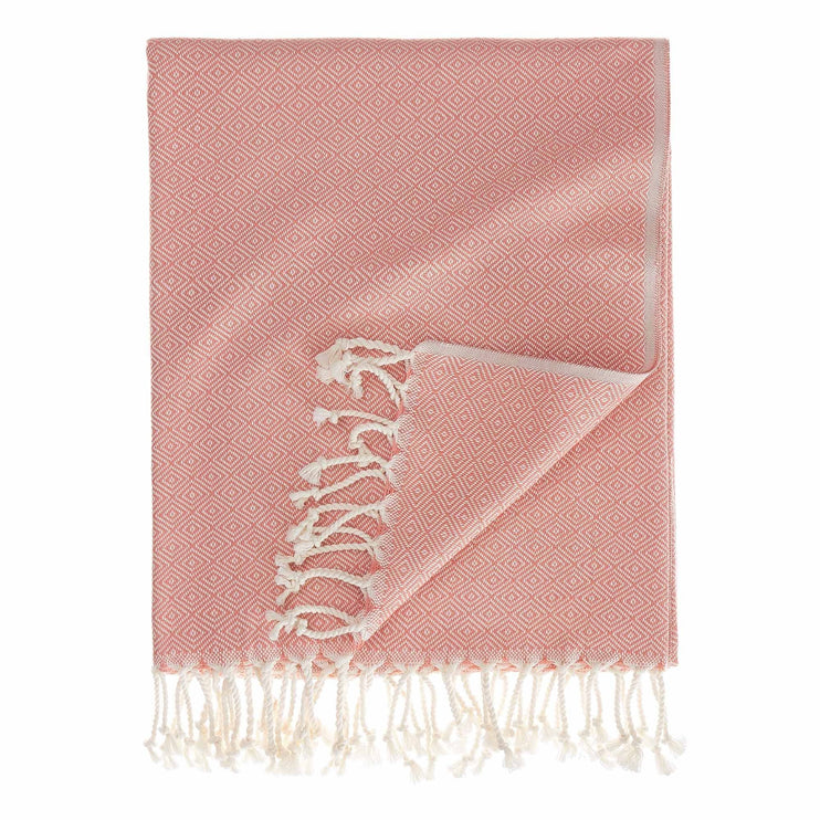 Cesme hammam towel, papaya & white, 100% cotton