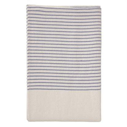 Tagesdecke Kadan, Weiß & Ultramarinblau, 50% Leinen & 50% Baumwolle