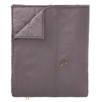 Gaya bedspread, grey & bright mustard, 100% linen & 100% cotton & 100% polyester