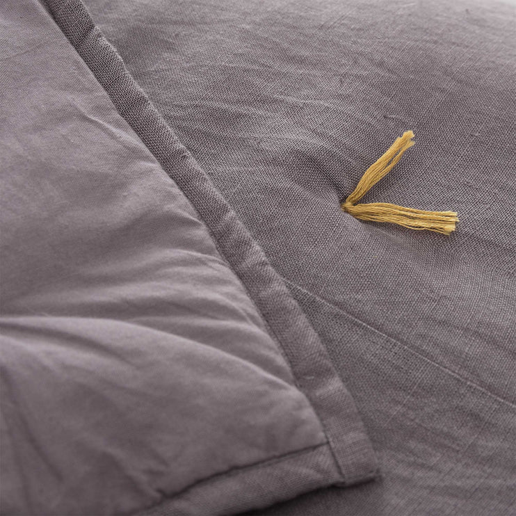 Gaya bedspread, grey & bright mustard, 100% linen & 100% cotton & 100% polyester | URBANARA bedspreads & quilts