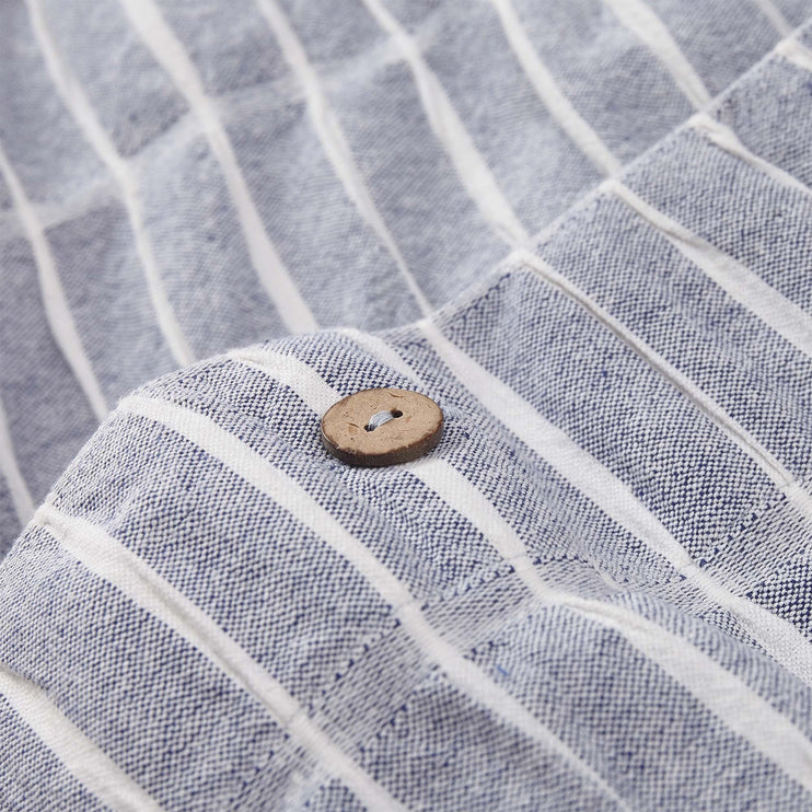 Bayan pillowcase, dark blue & natural white, 100% cotton | URBANARA seersucker bedding