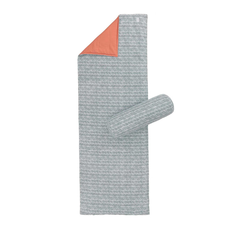 Picknickmatte Avola, Grüngrau & Naturweiß & Papaya, 100% Baumwolle & 100% Polyester
