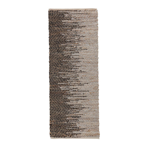 Läufer Daugai, Weiß & Schwarz & Natur, 60% Jute & 30% Leder & 10% Baumwolle