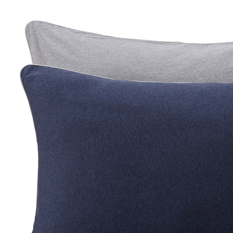 Coria duvet cover, darkblue melange & grey melange & grey, 100% cotton | URBANARA jersey bedding