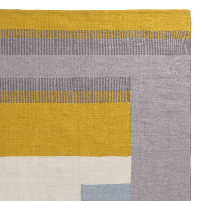 Indari rug, grey & ice blue & bright mustard, 100% pet