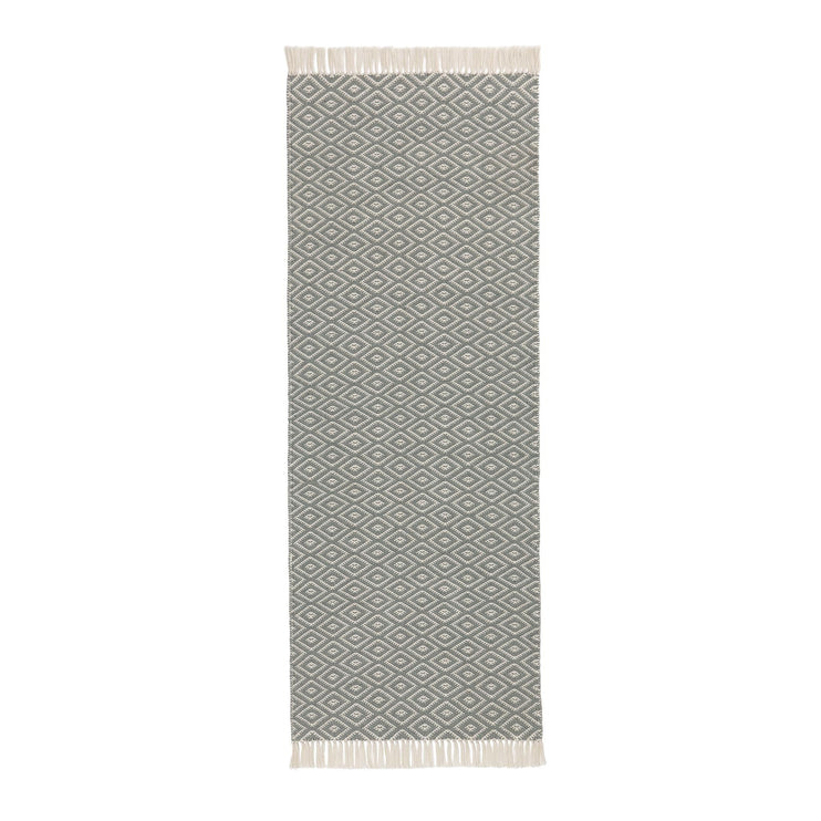 Barota runner, green grey & white, 100% pet | URBANARA outdoor accessories