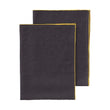 Alvalade tea towel, dark grey & bright mustard, 100% linen
