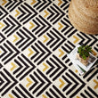 Black & Bright mustard & Natural white Caen Teppich | Home & Living inspiration | URBANARA