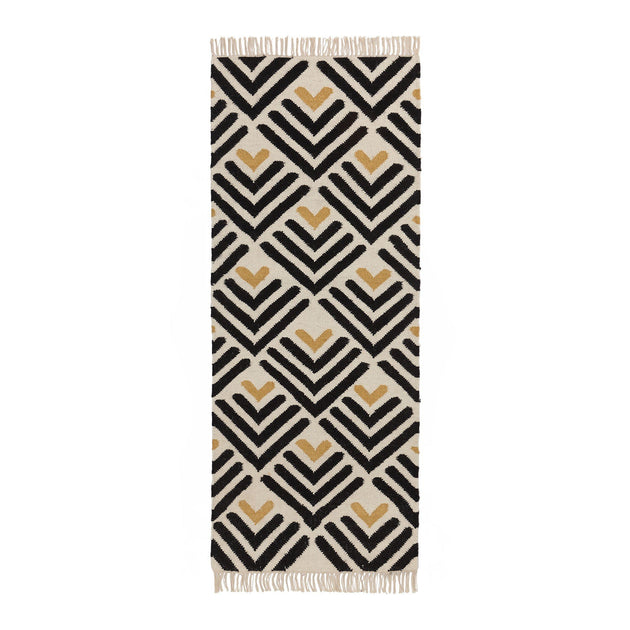 Black & Bright mustard & Natural white Caen Läufer | Home & Living inspiration | URBANARA