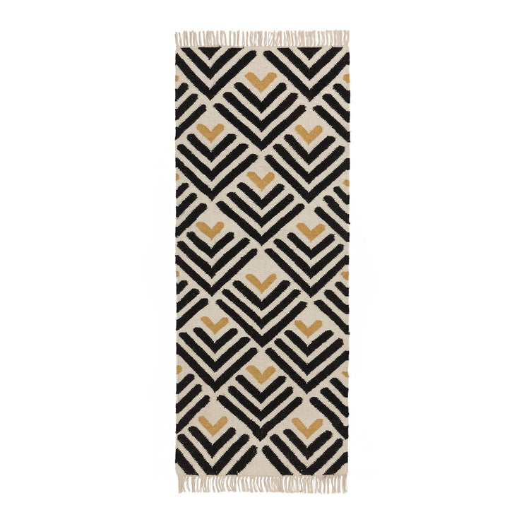 Black & Bright mustard & Natural white Caen Läufer | Home & Living inspiration | URBANARA