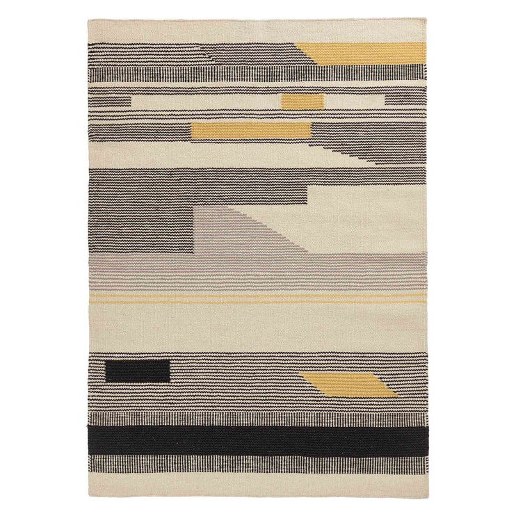 Teppich Kovalamin Schwarz & Leuchtendes Senfgelb & Naturweiß | Schöne Ideen für Ihr Zuhause | URBANARA