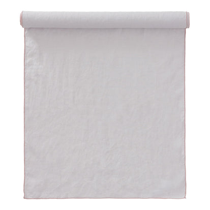 Alvalade table runner, light grey & powder pink, 100% linen