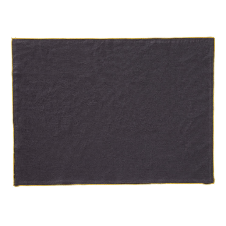 Alvalade table runner, dark grey & bright mustard, 100% linen |High quality homewares