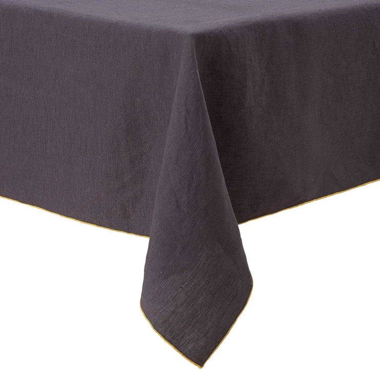 Alvalade table runner, dark grey & bright mustard, 100% linen | URBANARA table runners