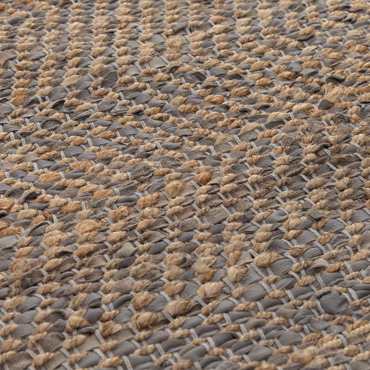 Nattika runner, grey & natural, 45% leather & 45% jute & 10% cotton |High quality homewares