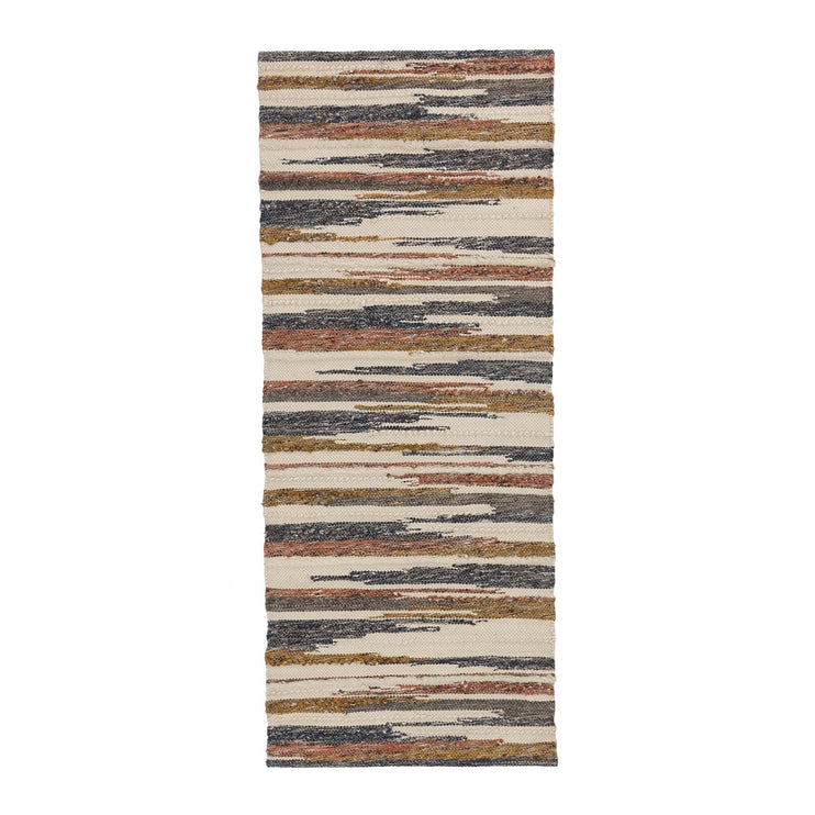 Läufer Colmar, Senfgelb & Cognac & Dunkelblau, 100% Neuseeland Wolle | URBANARA Läufer