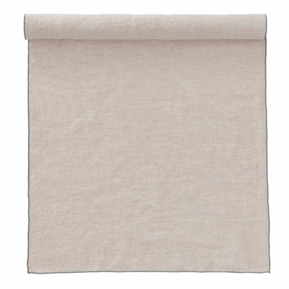 Alvalade table runner, natural & green grey, 100% linen