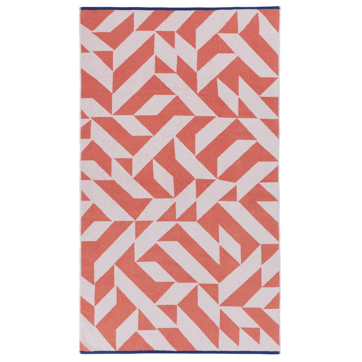 Arua beach towel, papaya & white & ultramarine, 100% cotton