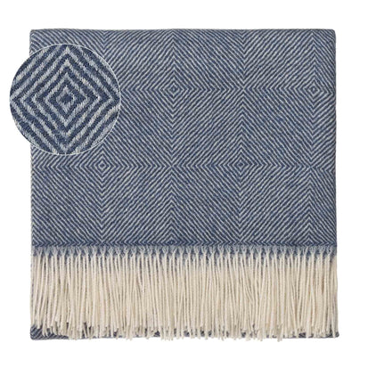 Alanga Alpaca Blanket denim blue & off-white, 100% baby alpaca wool