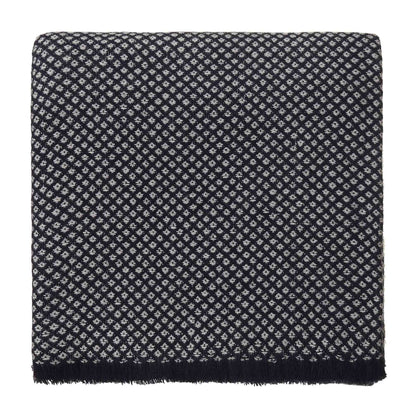 Alashan blanket, midnight blue & cream, 100% cashmere wool