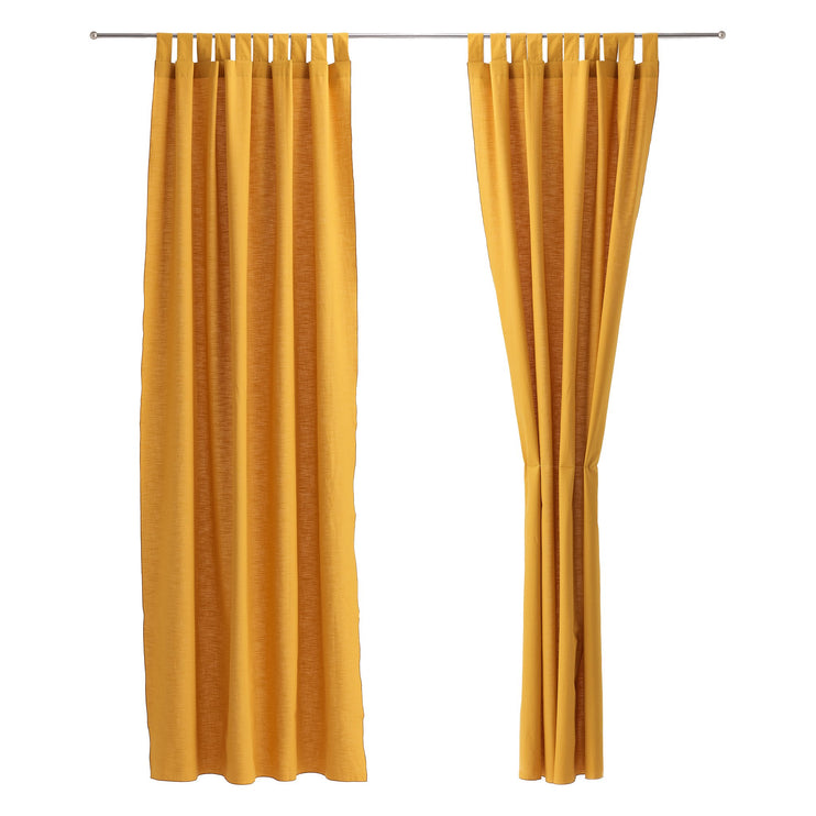 Alentejo Curtain Set mustard, 100% cotton | URBANARA curtains