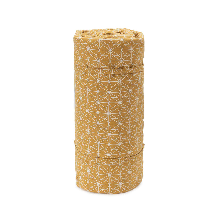 Ankisa Picnic Blanket mustard & natural white & green grey, 100% cotton & 100% polyester