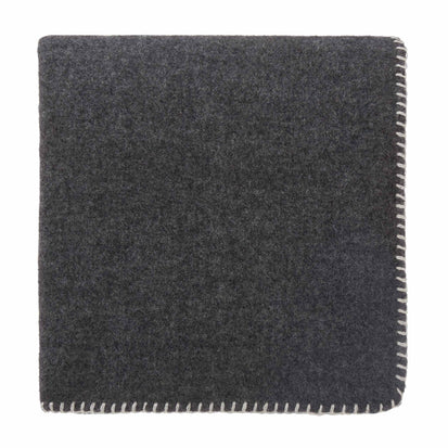 Aspan Blanket charcoal melange & off-white, 60% merino wool & 40% lambswool