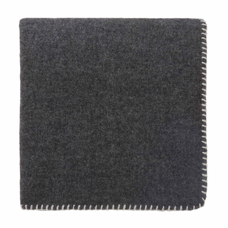 Aspan Blanket charcoal melange & off-white, 60% merino wool & 40% lambswool