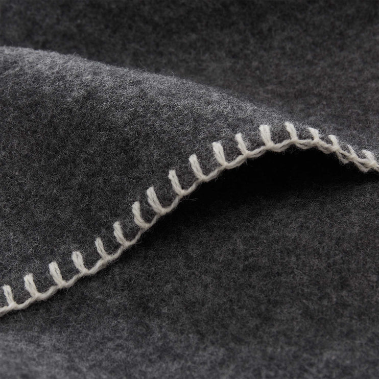 Aspan Blanket charcoal melange & off-white, 60% merino wool & 40% lambswool | URBANARA wool blankets