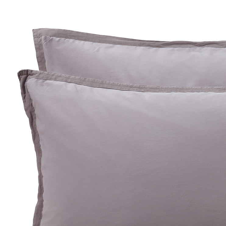 Balaia pillowcase, stone grey, 100% combed cotton | URBANARA percale bedding