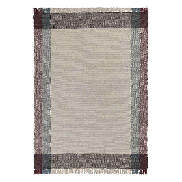 Bapeu rug, light grey & teal & bordeaux red, 100% cotton | URBANARA cotton rugs