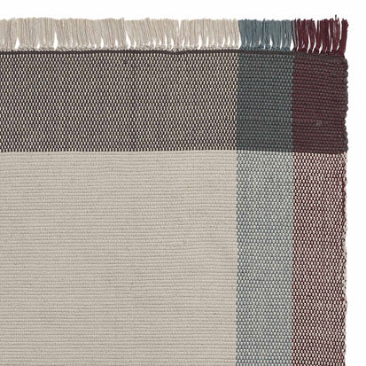 Bapeu rug, light grey & teal & bordeaux red, 100% cotton