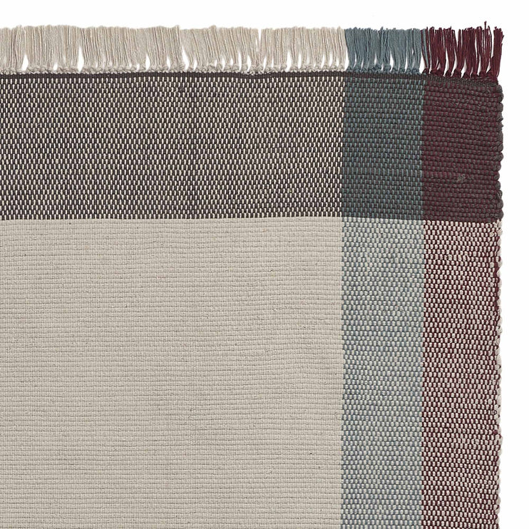 Bapeu rug, light grey & teal & bordeaux red, 100% cotton