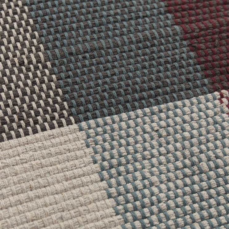 Bapeu rug in light grey & teal & bordeaux red, 100% cotton |Find the perfect cotton rugs