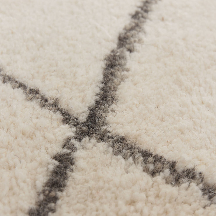 Beni Rug natural white & charcoal melange, 100% wool | URBANARA wool rugs