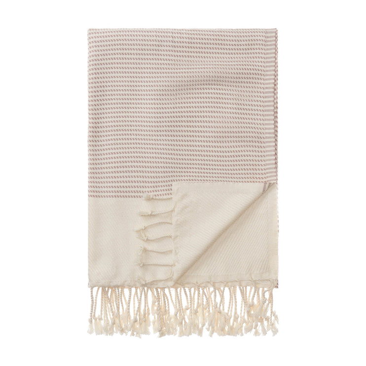 Hammam Towel Bolu Dusty Rose & Natural white, 50% Bamboo & 50% Cotton