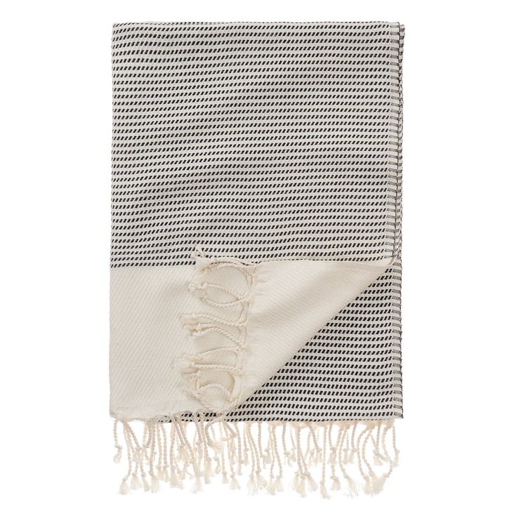 Bolu Hammam Towel black & natural white, 50% bamboo & 50% cotton