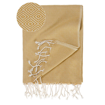 Cesme Hammam Towel mustard & white, 100% cotton