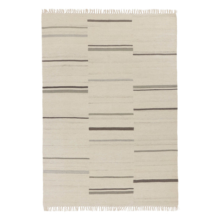 Dindori Rug ivory melange & grey, 100% wool | URBANARA wool rugs