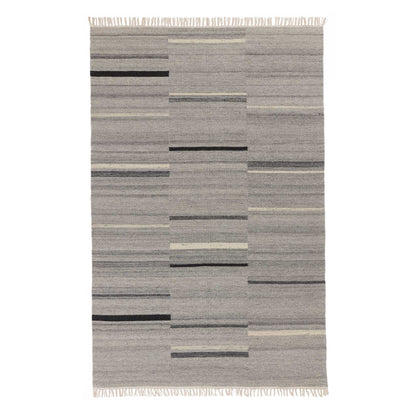 Dindori Rug grey melange & charcoal, 100% wool | URBANARA wool rugs