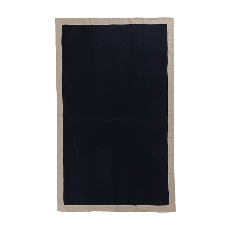 Fyn Wool Blanket dark blue & natural, 100% new wool & 100% linen | URBANARA wool blankets