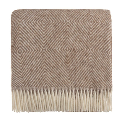 Wolldecke Gotland Dia Hellbraun & Creme, 100% Schurwolle