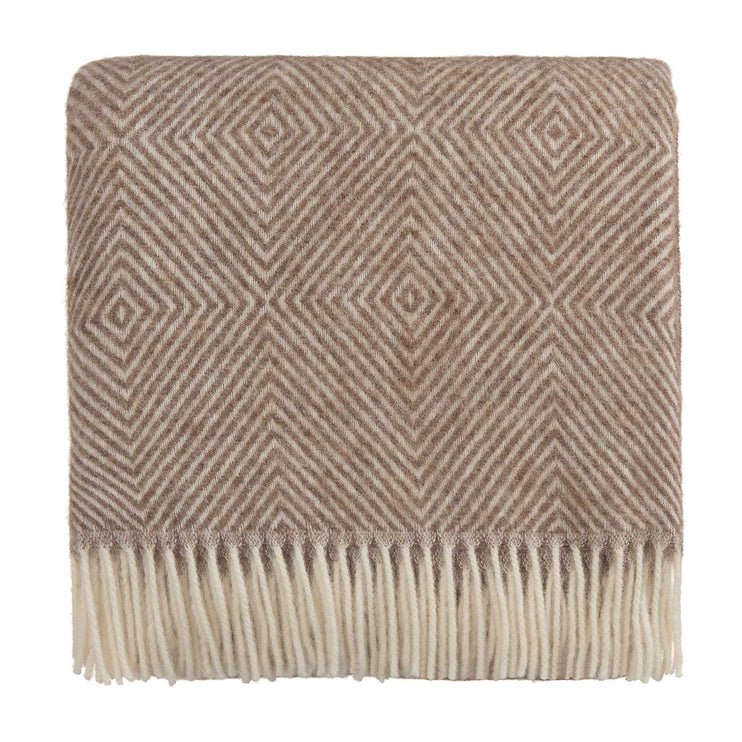 Wolldecke Gotland Dia Hellbraun & Creme, 100% Schurwolle
