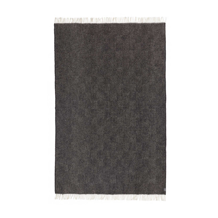 Gotland blanket, black & cream, 100% new wool |High quality homewares