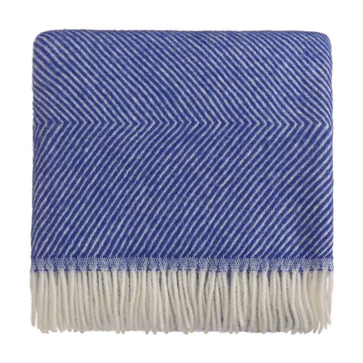Gotland Wool Blanket ultramarine & cream, 100% new wool