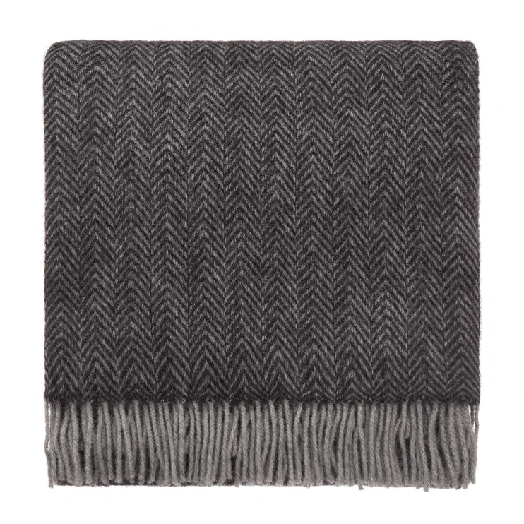 Gotland Sheri Blanket charcoal & grey, 100% new wool